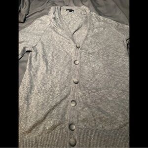 Theory Light Gray Button-Up Slim Fit Cardigan